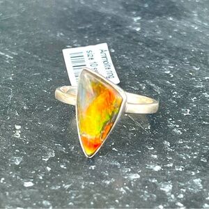 Elegant One of A Kind Ammolite Multicolor Stone Ring size 10